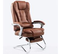 P9IDEDFH Reclining Computer Chair Home Bow Chair Office Chair Boss Chair Conference Chair Cowhide Massage Chair Seat (Color : Cowhide-Brown with footrest)