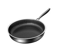 P9IDEDFH Sartén antiadherente de acero inoxidable 316 sin humo de aceite, sartén antiadherente de inducción sin revestimiento, gas universal (color: con tapa, tamaño: 30 cm) (sin tapa 28 cm)