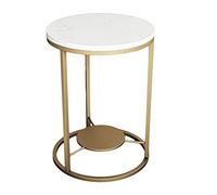 P9IDEDFH Side Table-Furniture Modern Round Side End Accent Table Living Room Marble Overall Dimensions: 40×55CM (Color : White)