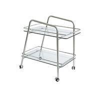 P9IDEDFH Sofa Side Table Glass Corner Table Mobile Wheeled Small Coffee Table Living Room Table (Color : Silver)