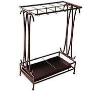 P9IDEDFH Soporte de metal moderno para paraguas, estante vintage para exteriores, con base extraíble, bandeja de goteo para el hogar, oficina, hotel, restaurante, color blanco (marrón)