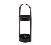 P9IDEDFH Soporte para paraguas, compacto, retro, base estable con 2 ganchos, puede almacenar paraguas largos y cortos/madera de nogal