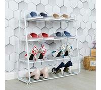 P9IDEDFH Zapatero de 4 niveles, torre de zapatos de metal, 20 pares, unidad organizadora de zapatos, estante de entrada, armario apilable con 4 niveles (color: negro) (blanco)