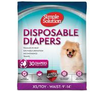 Pa ales desechables Simple Solution True Fit para perras | S per absorbentes con indicador de humedad | Talla XS/Juguete | 30 unidades