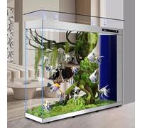 PA-DABAOO Acuario Inteligente Grande De 68 Galones con Drenaje De Un Solo Clic, Pecera Resistente, Sistema De Filtración Lateral, Pecera Vertical De Lujo, Barra De Vidrio.,D