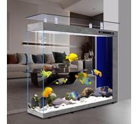 PA-DABAOO Acuario Inteligente Grande De 68 Galones con Drenaje De Un Solo Clic, Pecera Resistente, Sistema De Filtración Lateral, Pecera Vertical De Lujo, Barra De Vidrio.,F