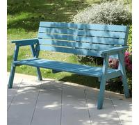 PA-DABAOO Banco De Madera para Patio, Silla De Dos Plazas con Asiento De Listones Transpirables Y Respaldo Inclinado, Resistente A La Intemperie, Sillón De Dos Plazas,Azul