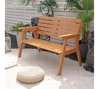 PA-DABAOO Banco De Madera para Patio, Silla De Dos Plazas con Asiento De Listones Transpirables Y Respaldo Inclinado, Resistente A La Intemperie, Sillón De Dos Plazas,Marrón