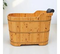PA-DABAOO Bañera Pequeña De Madera Independiente, Hecha A Mano, Japonesa, Profunda, Con Asiento De Madera, Almohadas Y Desagüe. Bañera De Madera Maciza Estilo Spa,1m/3.3ft