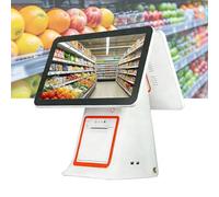 PA-DABAOO Caja Registradora Con Pantalla Táctil De 15,6 Pulgadas,Cajero De Supermercado De Catering Con Registro De Pantalla Dual,Terminal De Pago De Tienda Minorista,blanca