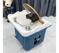 PA-DABAOO Equipo De Spa De Cabeza Fregadero Portátil, Equipo Termostático De Spa De Cabeza Japonesa, Cuenca De Champú Extraíble De Circulación De Agua De 360 °,Azul