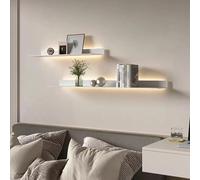 PA-DABAOO Juego De 2 Estantes Flotantes con Luces LED, Estante De Pared para Exhibición Colgante, Estantes Emisores De Luz Montados En La Pared De Metal,White 100cm