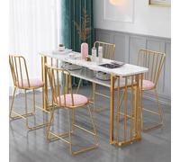 PA-DABAOO Mesa De Manicura Con Textura Marmolada, Estación De Trabajo Profesional Para Manicura, Escritorio Para Uñas Con Estante Abierto, Estación Multiusos Para Salón De Belleza Y Spa,B