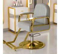 PA-DABAOO Modern Salon Chair for Hair Stylist, Heavy Duty Hydraulic Pump Swivel Barber Chair with Height Adjustable,Multi-Function Shampoo Chair for Barbershop,Gris