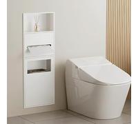 PA-DABAOO Nicho De Acero Inoxidable Para Ducha, Portarrollos De Papel Higiénico Empotrado Con Cubo De Basura, Nicho Para Guardar Champú, Artículos De Tocador Y Papel Higiénico,S