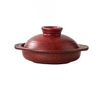 PA-DABAOO Olla Caliente Japonesa Donabe,Olla De Arcilla Resistente,Cazuela De Cerámica Esmaltada En Rojo Retro Para Arroz,Estofado Redondo Resistente Al Calor,Ollas De Sopa,1l