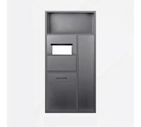 PA-DABAOO Portarrollos De Papel Higiénico Empotrado, Nicho De Basura, Nicho De Ducha De Acero Inoxidable, Dispensador De Toallas De Mano Para Baño Con Escobillero,Gray 86cm