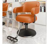 PA-DABAOO Silla De Peluquería Profesional, Silla De Salón Para Estilistas, Estructura Resistente, Base Redonda, Silla De Barbero Con Bomba Hidráulica, Silla De Champú,Naranja