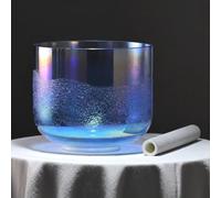 PA-DABAOO Tazón De Sonido De Alquimia De 7 Pulgadas E Nota, Cuenco De Canto De Cristal Azul Claro, Tazón De Sonido De Meditación Con Palo Y Lavadora Para El Yoga De Atención Plena