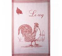 Pa o de cocina de algod n jacquard franc s Coucke, colecci n de animales de granja, Le Coq (Gallo), pijama de 50 x 76 cm, color rojo