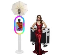 PAAFNN Cabina de fotos compatible con iPad de 10.2 a 13 pulgadas con luz RGB y soporte de carcasa de linterna, máquina de fotomatón para selfie, para eventos, alquiler, boda (blanco, máquina de