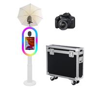 PAAFNN Cabina de fotos compatible con iPad de 10.2 a 13 pulgadas con luz RGB y soporte de carcasa de linterna, máquina de fotos para selfie, para eventos, alquiler, boda (blanco, máquina + cámara)