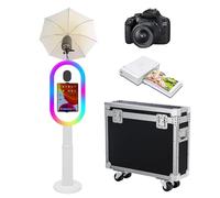 PAAFNN Cabina de fotos compatible con iPad de 10.2 a 13 pulgadas con luz RGB y soporte de carcasa de linterna, máquina de fotobooth para eventos, alquiler de bodas (blanco, máquina+cámara+mini