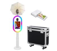 PAAFNN Cabina de fotos compatible con iPad de 10.2 a 13 pulgadas con luz RGB y soporte de carcasa de linterna, máquina de fotos para selfie, para eventos, alquiler, boda (blanco, máquina + mini