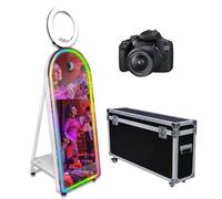 PAAFNN Cabina de fotos con espejo mágico con luz RGB, pantalla táctil de 32 pulgadas, cámara DSLR, soporte de impresora, blanco, impermeable, cabina de fotos de eventos