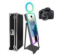 PAAFNN Cabina de fotos con espejo mágico para cámara con táctil de 21.5 pulgadas, estación de selfie con luz RGB y funda de vuelo para fiestas, bodas, exposiciones (negro, 40 pulgadas + cámara)