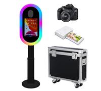 PAAFNN Cabina de fotos portátil compatible con el soporte de fotomatón para iPad de 10,2 a 13 pulgadas con RGB Soporte ligero escalado selfie fotomatón máquina para alquiler de eventos bodas (negro,