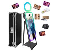PAAFNN Magic Mirror - Cabina de fotos de 40 pulgadas, portátil con marco LED, mini espejo selfie integrado para eventos (negro)