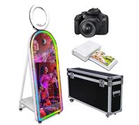 PAAFNN Magic Mirror - Máquina de fotomatón con cámara, impresora, luz RGB, pantalla táctil portátil de 32 pulgadas, espejo de selfie para fiesta (blanco)