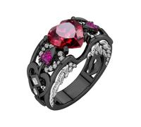 Paar Ringe Schlicht Edelstein-Geburtsstein-Herz-Verlobungsring, Herzform, Verlobungsring, Hochzeitstag, Schmuckgeschenk für Frauen, erhältlich in den Größen 5 11 Ringelblumen Essenz, D, Plástico, Sin