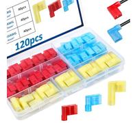 Paaruter 120 Conectores de Bandera de Desconexión Rápida, Conectores de Pala de Nailon en Ángulo Recto de 22-10 AWG, Conector de Terminal de Cable de 90 Grados.