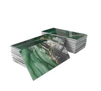 Paaruter 16 Pegatinas para Azulejos de Metro de Pet Grueso y Brillante, de 10 X 20 cm, para Pared, Despegables y Adheribles, Mármol Esmeralda con Vetas Doradas.