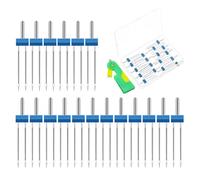 Paaruter 18 Agujas Gemelas para Máquina de Coser, Agujas Dobles con Caja de Plástico, para Accesorios de Máquinas de Coser Domésticas