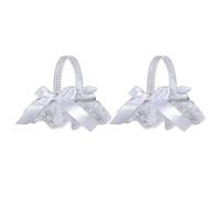 Paaruter 2 Cestas de Flores Blancas para Niñas, Cesta de Boda para Flores, Novia/Niños, Decoraciones de Mano para Ceremonias de Boda, Fiestas, A