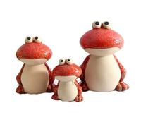 Paaruter 3 Piezas Figuras de la Familia de Ranas Estatua de Rana Figura de Rana de Cerámica en Miniatura Adorno de Rana Animal para Estantería Rojo