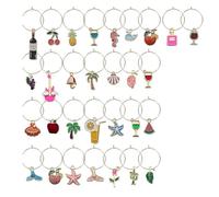 Paaruter 30 Dijes para Copas de Vino, Identificadores de Bebidas, Marcadores de Copas, Etiquetas para Copas, Artículos para Fiestas Playeras.