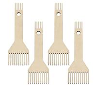 Paaruter 4 Peines de Madera para Tejer con Flecos de Doble Punta, Herramientas Trenzadas para Principiantes, Tejido, Costura, Manualidades y Suéteres.