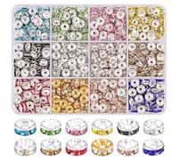 Paaruter 720 Cuentas Espaciadoras de 8 mm para Manualidades, Caja de Cuentas Espaciadoras Rondelle de 12 Colores, Cuentas de Diamantes de Imitación de Cristal Brillante Elegante