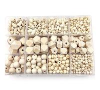 Paaruter 956 Unids/Set Cuentas Ovaladas Octagonales Redondas de Madera Sin Terminar Cuentas de Madera Natural FabricacióN de Joyas Hechas una Mano para JoyeríA DIY