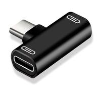 Paaruter Adaptador Tipo C Doble, Cable de Carga Tipo C, Cargador, Convertidor de Auriculares para Smartphones, Adaptador de Auriculares, Color Negro.