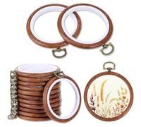Paaruter Aros de Bordado, 12 Piezas, de de Bordado Circular de Madera y Goma para Costura, Manualidades, Regalos Colgantes DIY