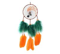 Paaruter AtrapasueñOs AtrapasueñOs-OtoñO CáLido Naranja con Plumas de Ganso y Plumas de Pavo, Hecho una Mano para la DecoracióN del Dormitorio del Hogar
