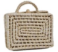 Paaruter Bolso Cuadrado Pequeño Portátil Bolsa de Paja Simple Simple de Viento Pastoral Natural Bolso de Playa Tejido una Mano Cuadrado