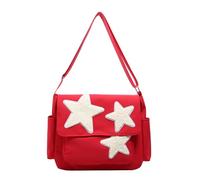 Paaruter Bolso de Mensajero para Mujer Diseño de Estrella Bolso de Mensajero Ajustable con Bolsillos Laterales Bolsos de Hombro con Cremallera Rojo