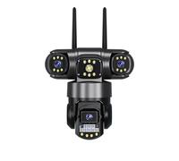 Paaruter Cámara IP WiFi de 3 Lentes y 3 Pantallas para Exteriores, Videovigilancia CCTV con Seguimiento Automático, PTZ de 6 MP, Cámara de Seguridad para el Hogar, Enchufe de la UE.