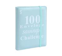 Paaruter Carpeta de DesafíOs para Ahorrar Dinero de 100 Sobres, Carpeta de Presupuesto de Dinero Reutilizable A5, Libro de DesafíOs Azul